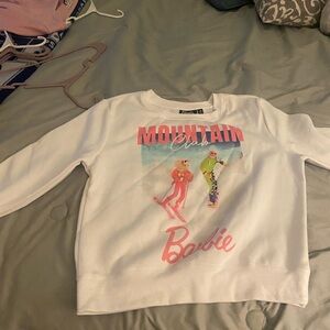 Barbie Women's White and Pink Mountain Club Sweatshirt